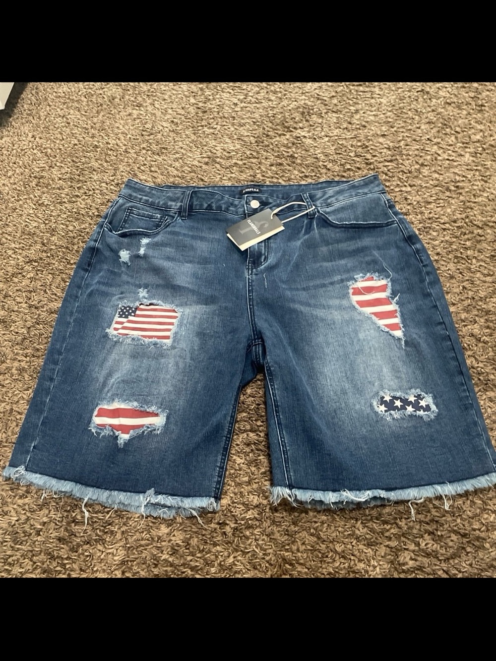 flamingals NWT patriotic, stars and stripes denim short size 4X
